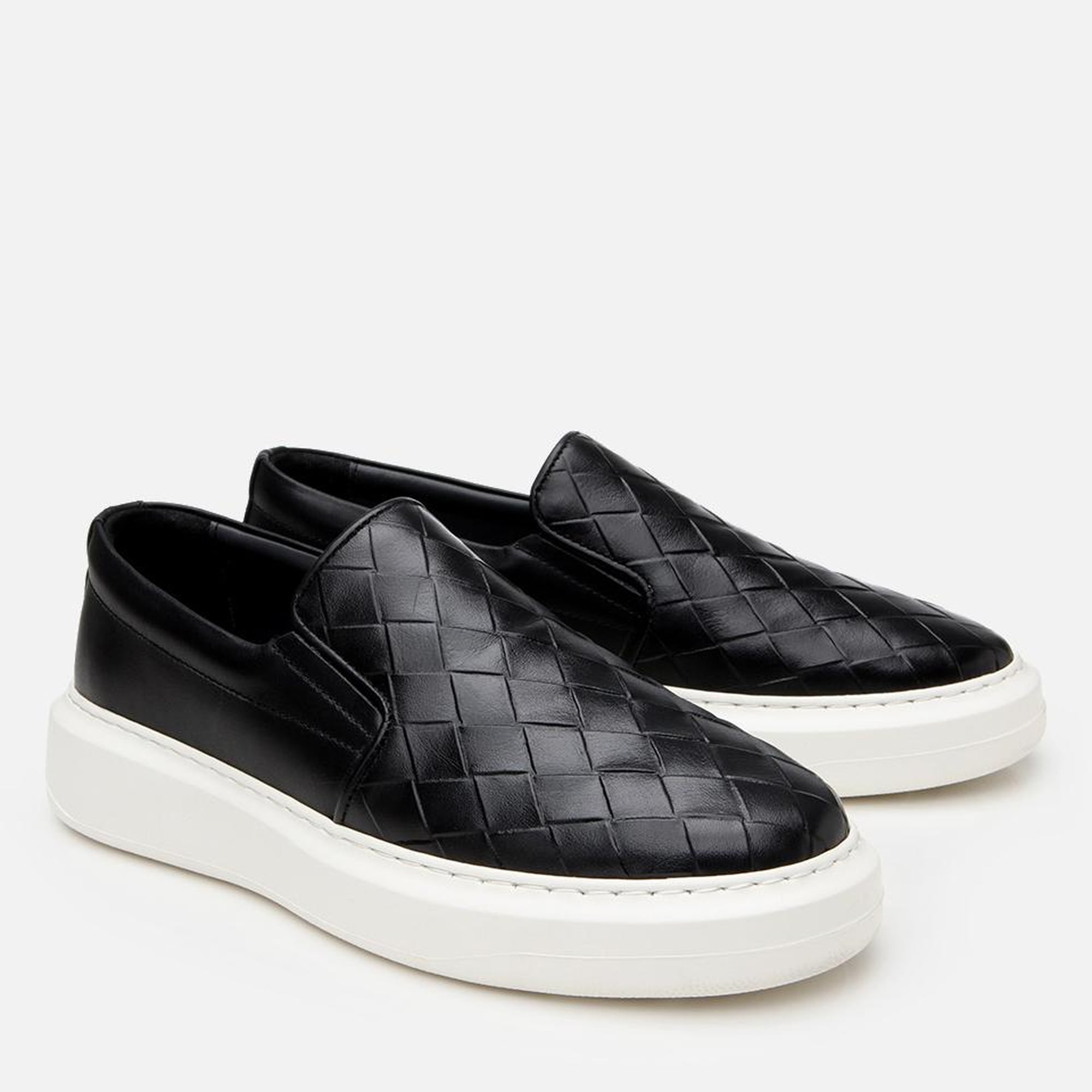 Erkek Deri Siyah Baskılı Günlük Loafer