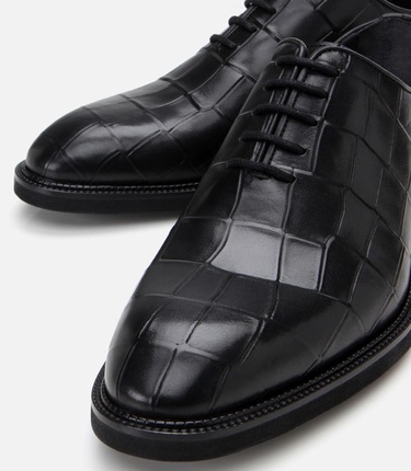  Erkek Deri Siyah Hafif Tabanlı Klasik Ayakkabı