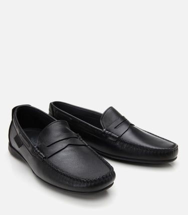  Erkek Deri Siyah Günlük Loafer