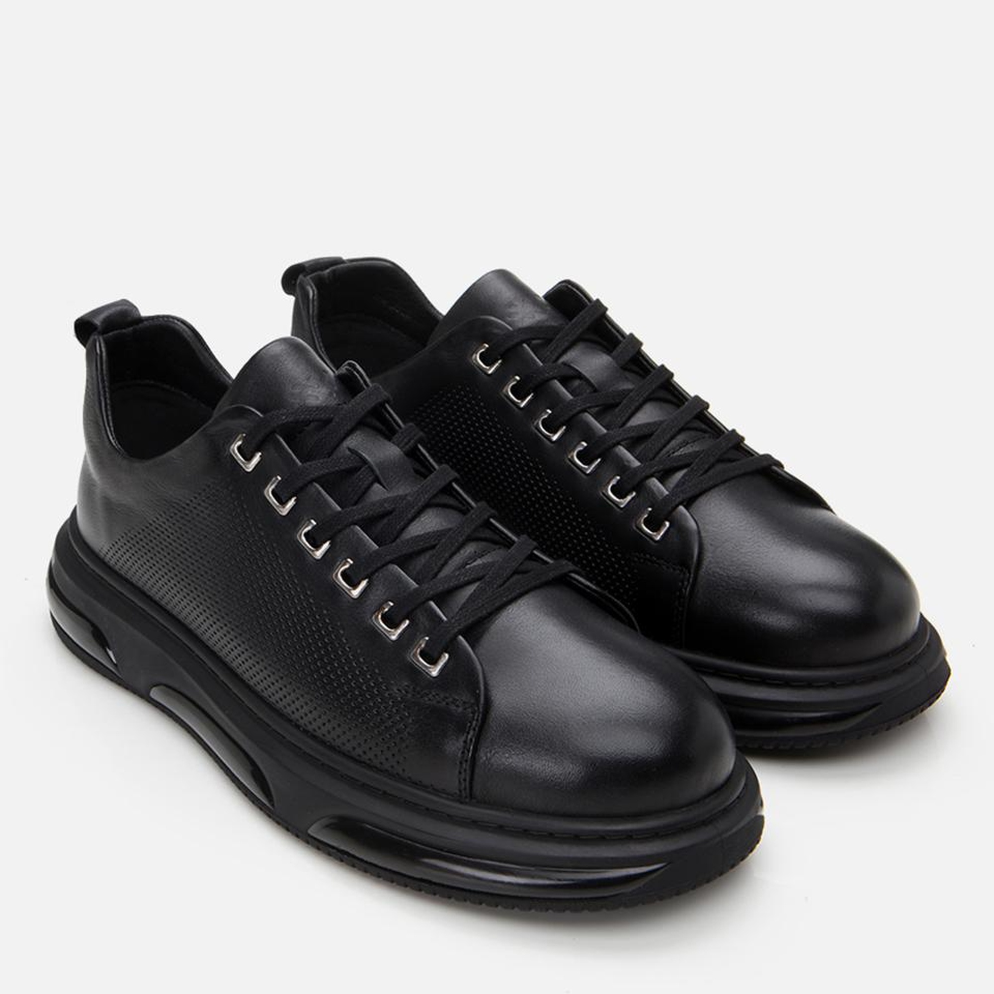 Erkek Deri Siyah Hafif Tabanlı Spor Ayakkabı