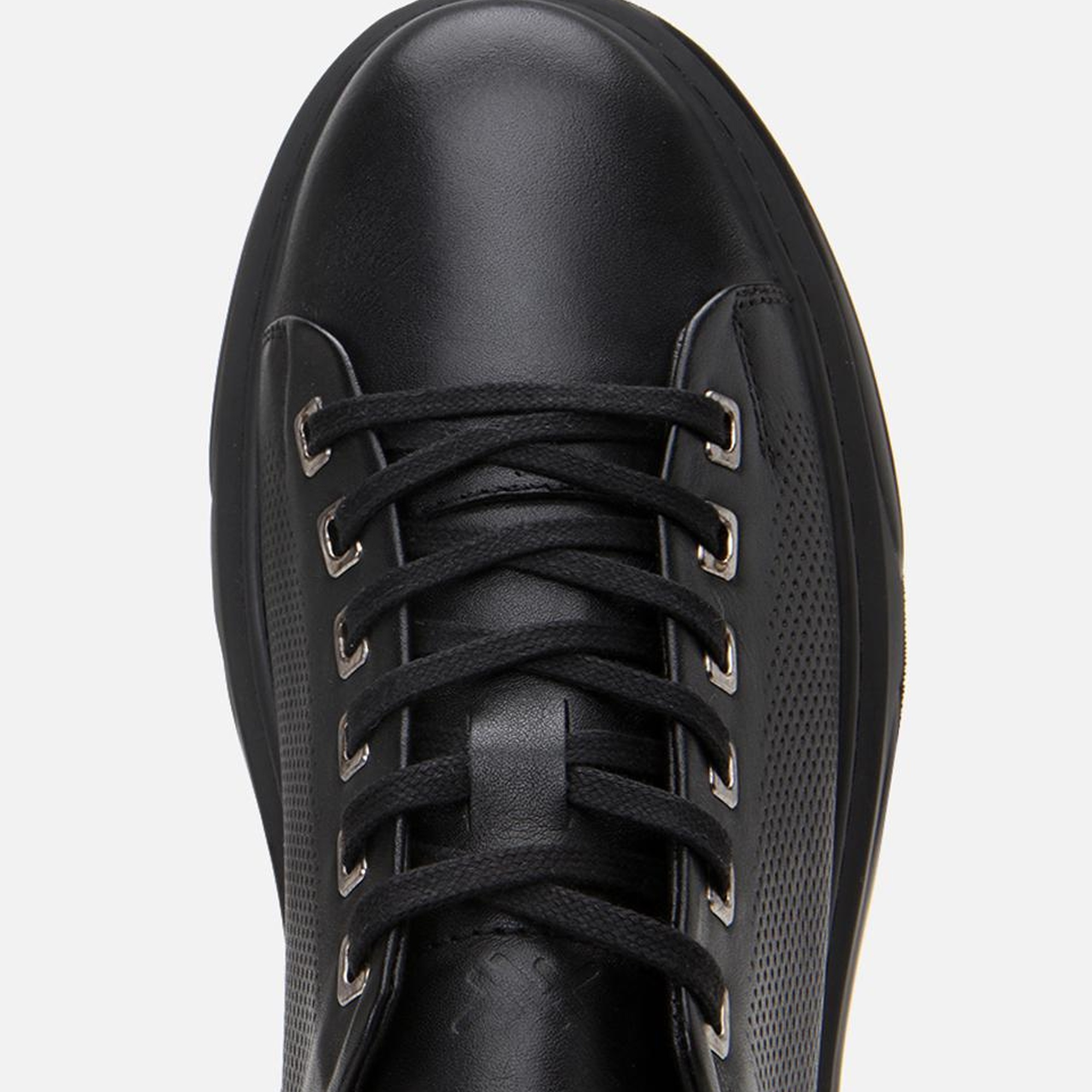 Erkek Deri Siyah Hafif Tabanlı Spor Ayakkabı