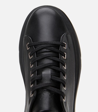  Erkek Deri Siyah Hafif Tabanlı Spor Ayakkabı