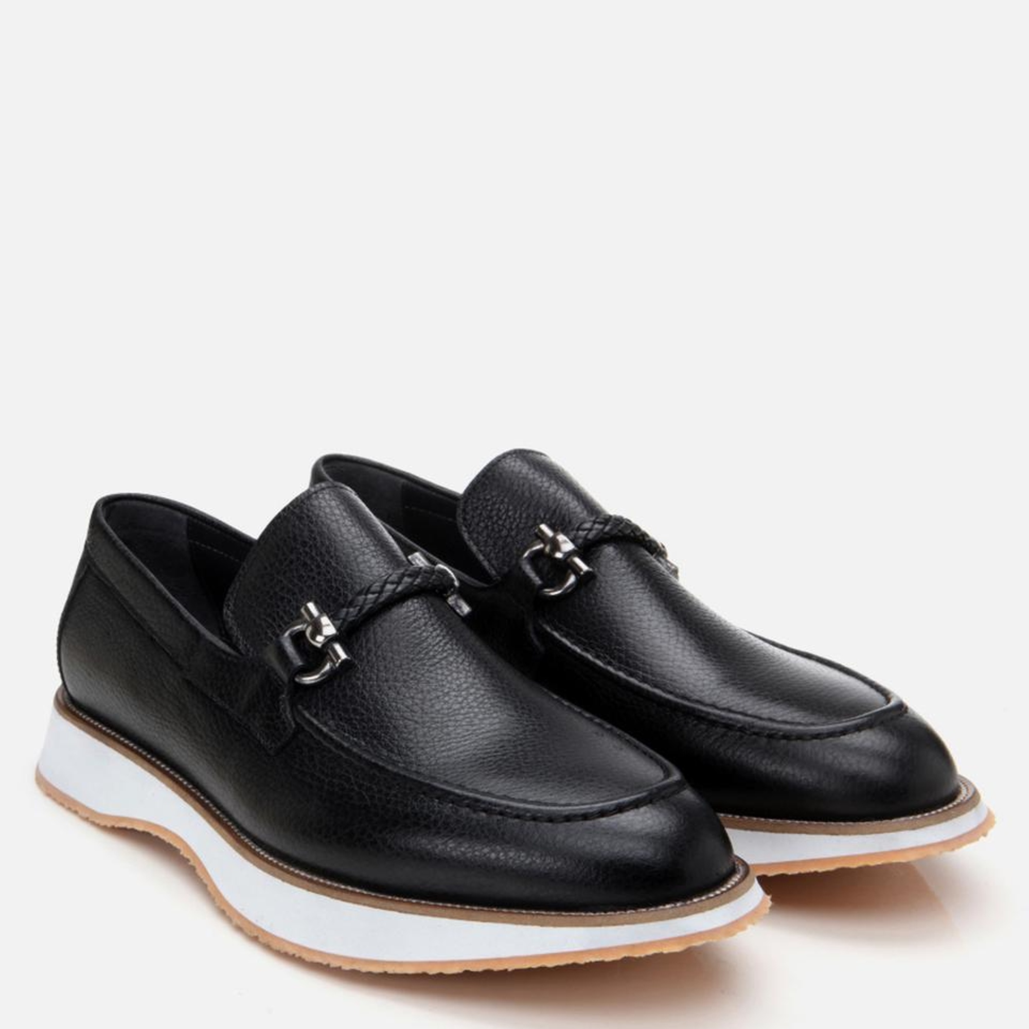 Erkek Deri Siyah Spor Tabanlı Klasik Loafer