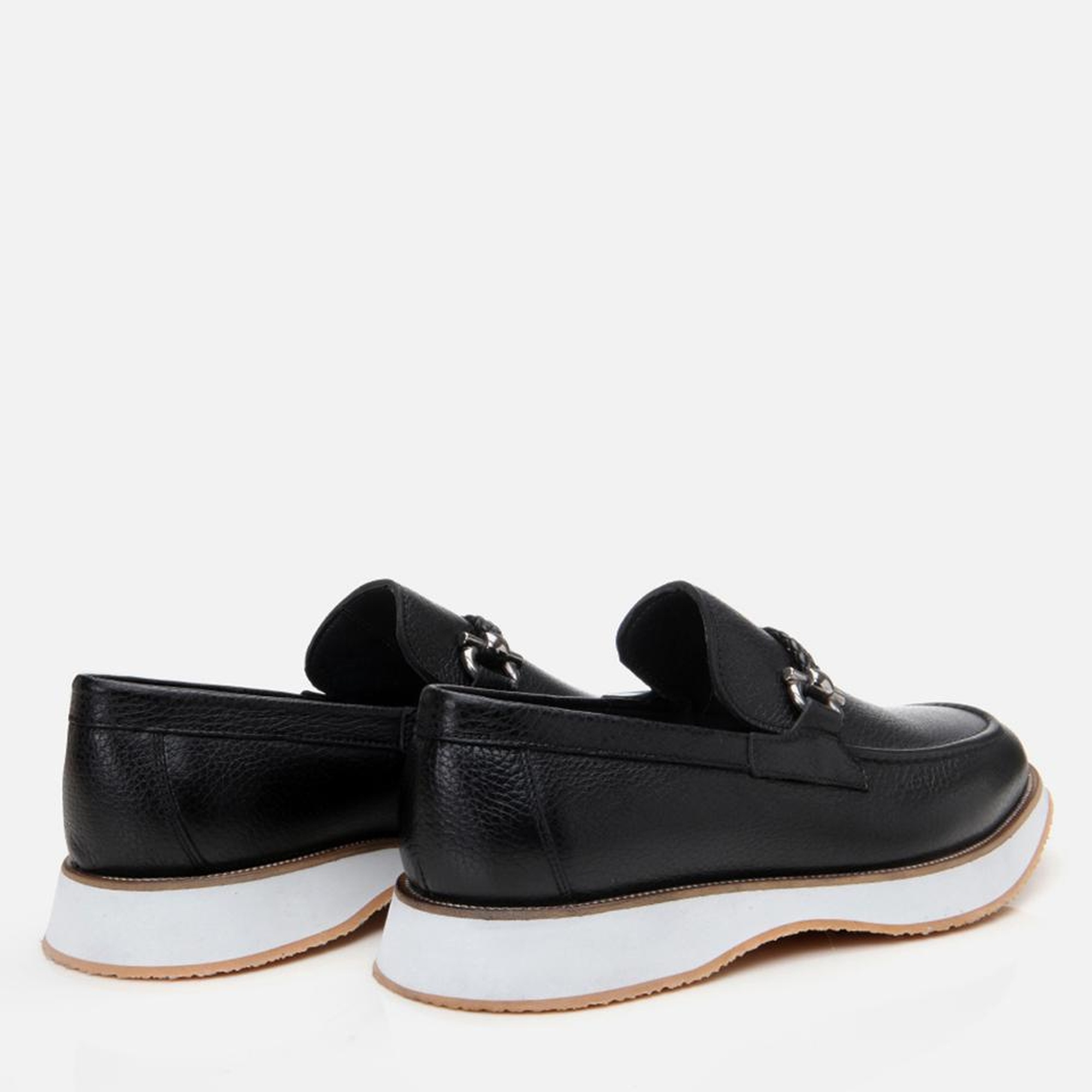 Erkek Deri Siyah Spor Tabanlı Klasik Loafer