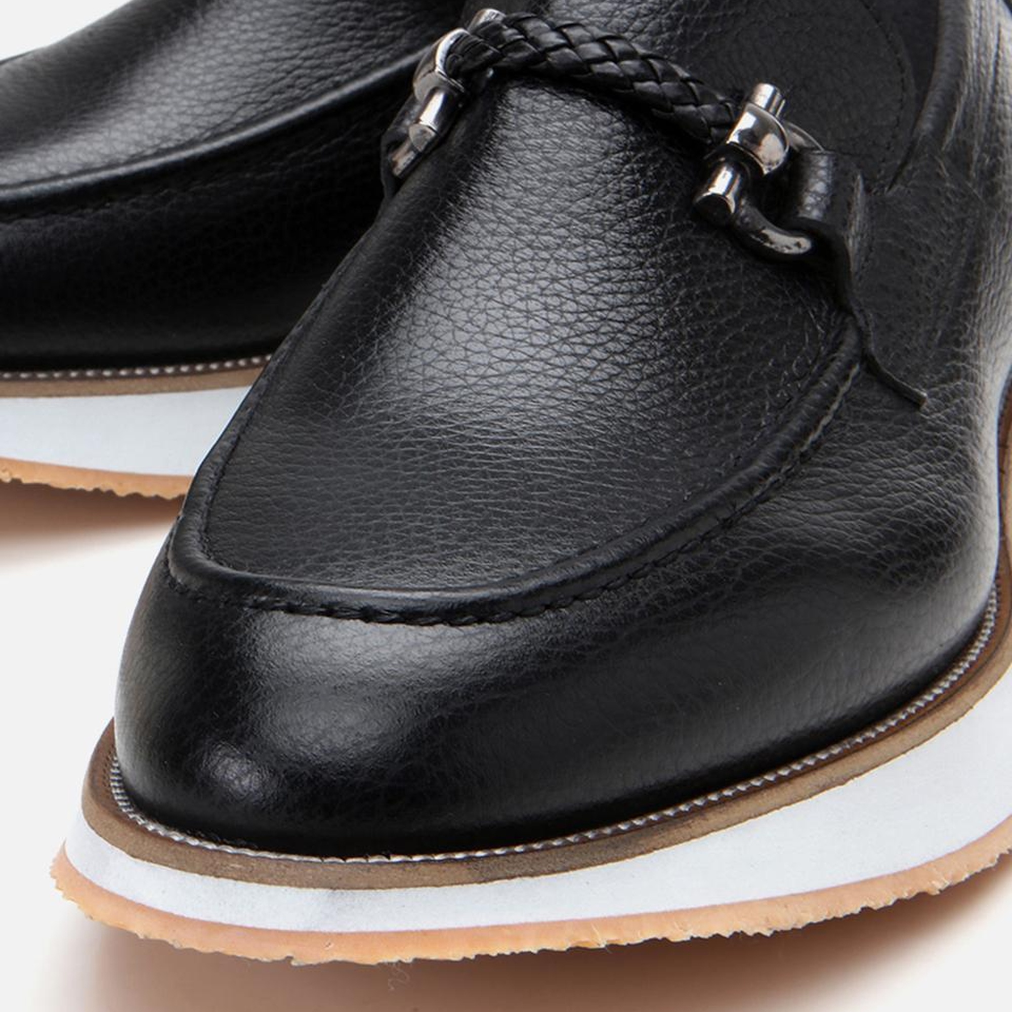 Erkek Deri Siyah Spor Tabanlı Klasik Loafer