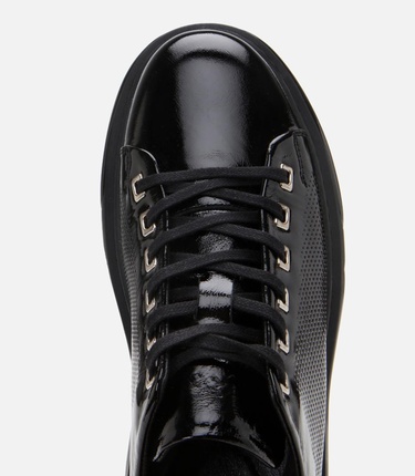  Erkek Rugan Deri Siyah Hafif Tabanlı Spor Ayakkabı