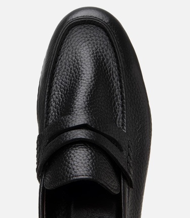  Erkek Deri Siyah Ultra Hafif Tabanlı Klasik Loafer