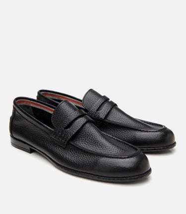  Erkek Deri Siyah Ultra Hafif Tabanlı Klasik Loafer