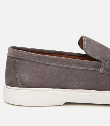  Erkek Süet Deri Gri Günlük Loafer