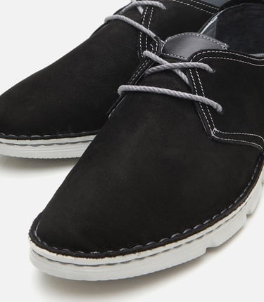  Erkek Nubuk Deri Siyah Ultra Hafif Tabanlı Günlük Ayakkabı