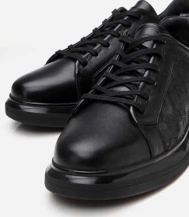  Erkek Deri Siyah Spor Ayakkabı