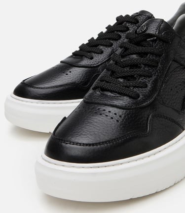  Erkek Deri Siyah Yüksek Tabanlı Spor Ayakkabı