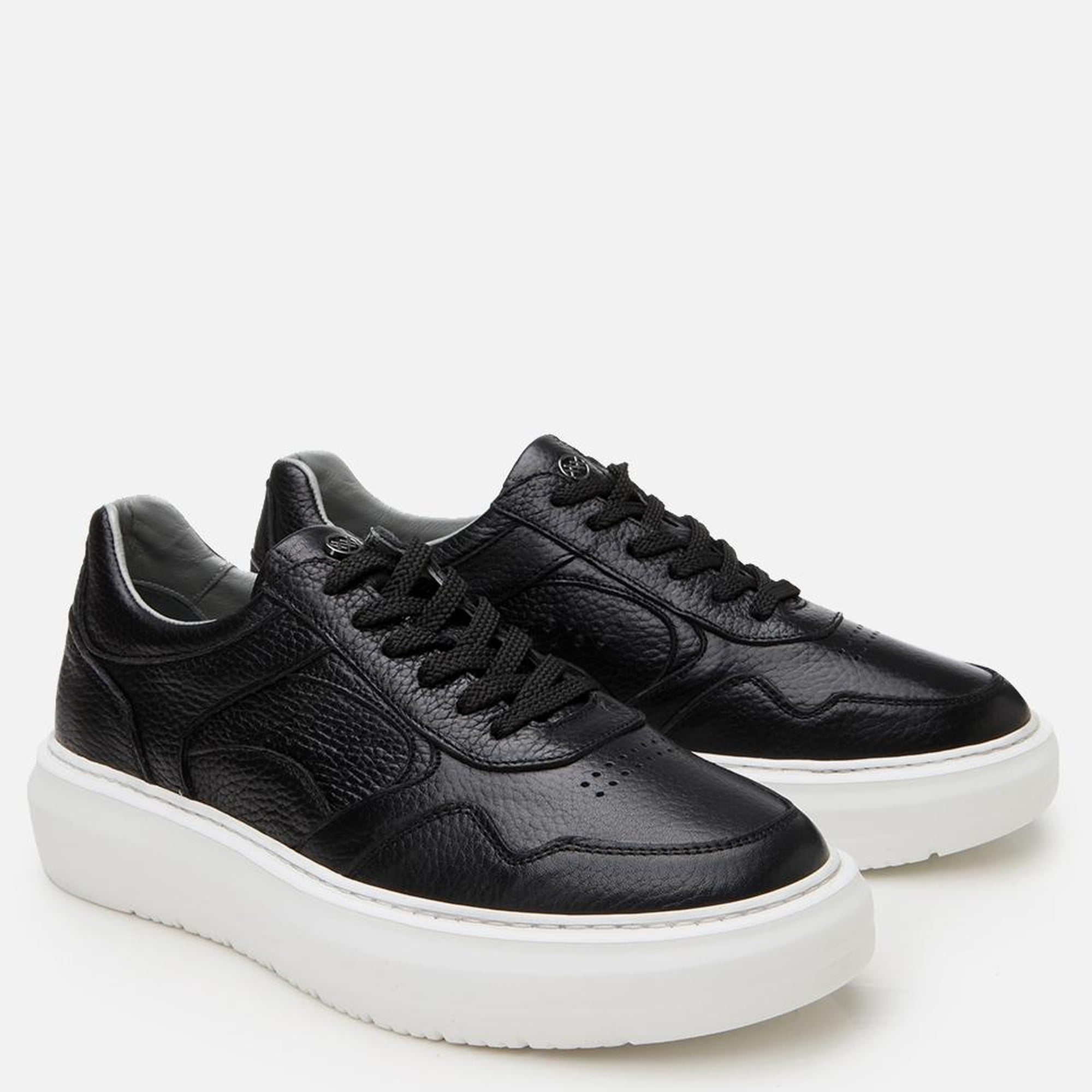 Erkek Deri Siyah Yüksek Tabanlı Spor Ayakkabı