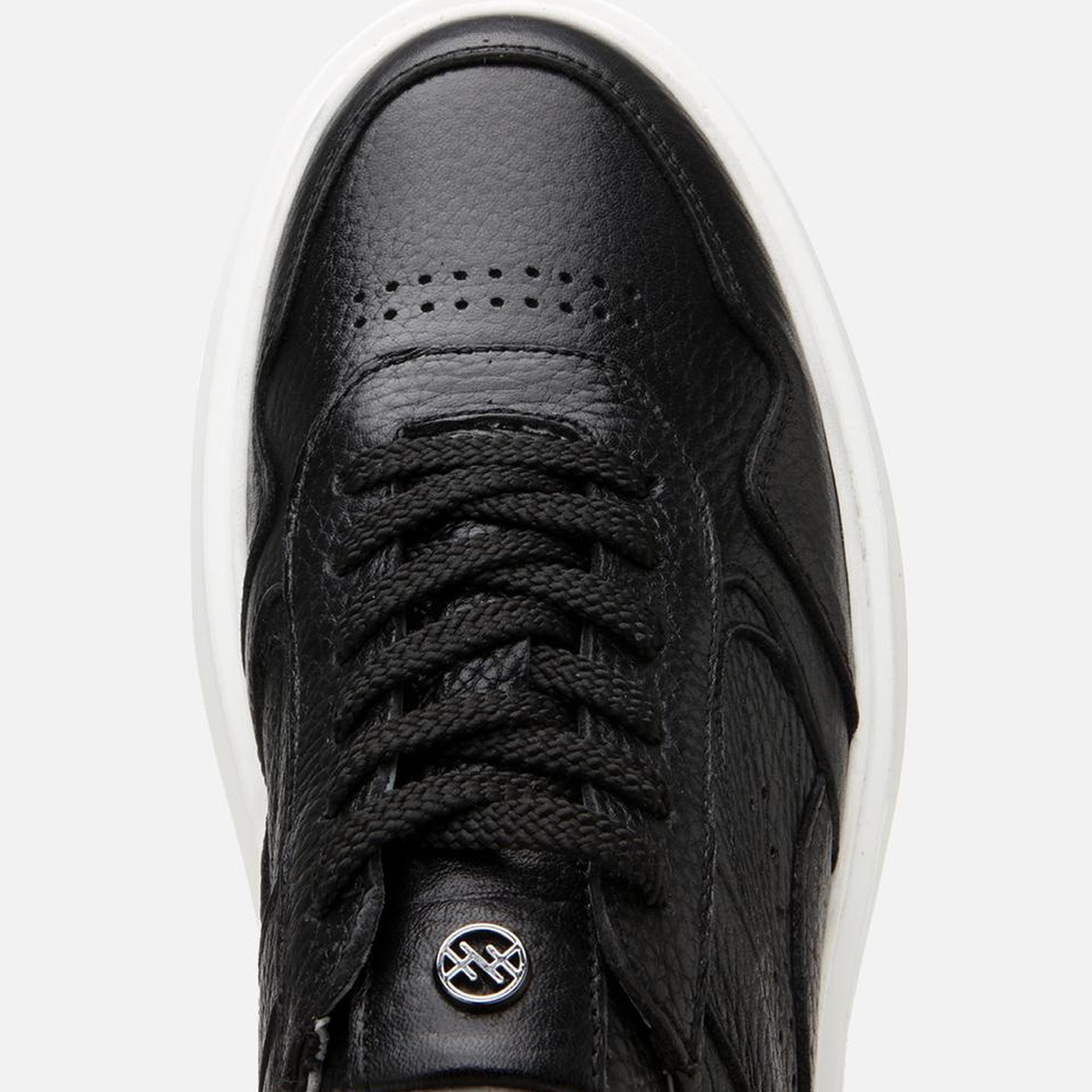 Erkek Deri Siyah Yüksek Tabanlı Spor Ayakkabı