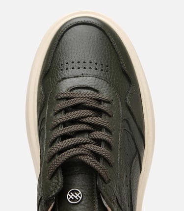  Erkek Deri Haki Yüksek Tabanlı Spor Ayakkabı