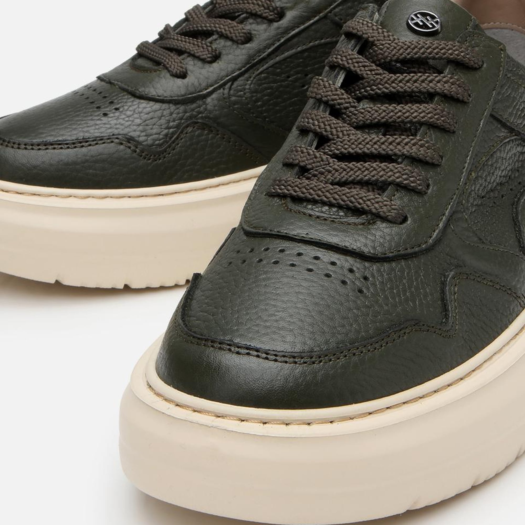 Erkek Deri Haki Yüksek Tabanlı Spor Ayakkabı