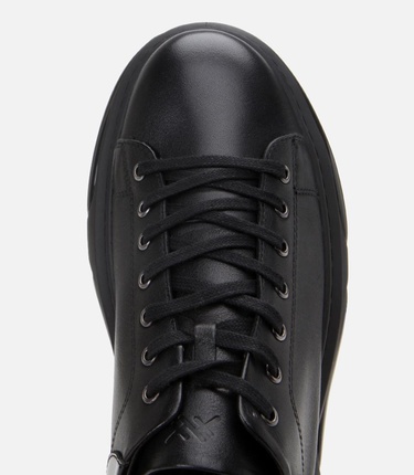  Erkek Deri Siyah Hafif Tabanlı Spor Ayakkabı