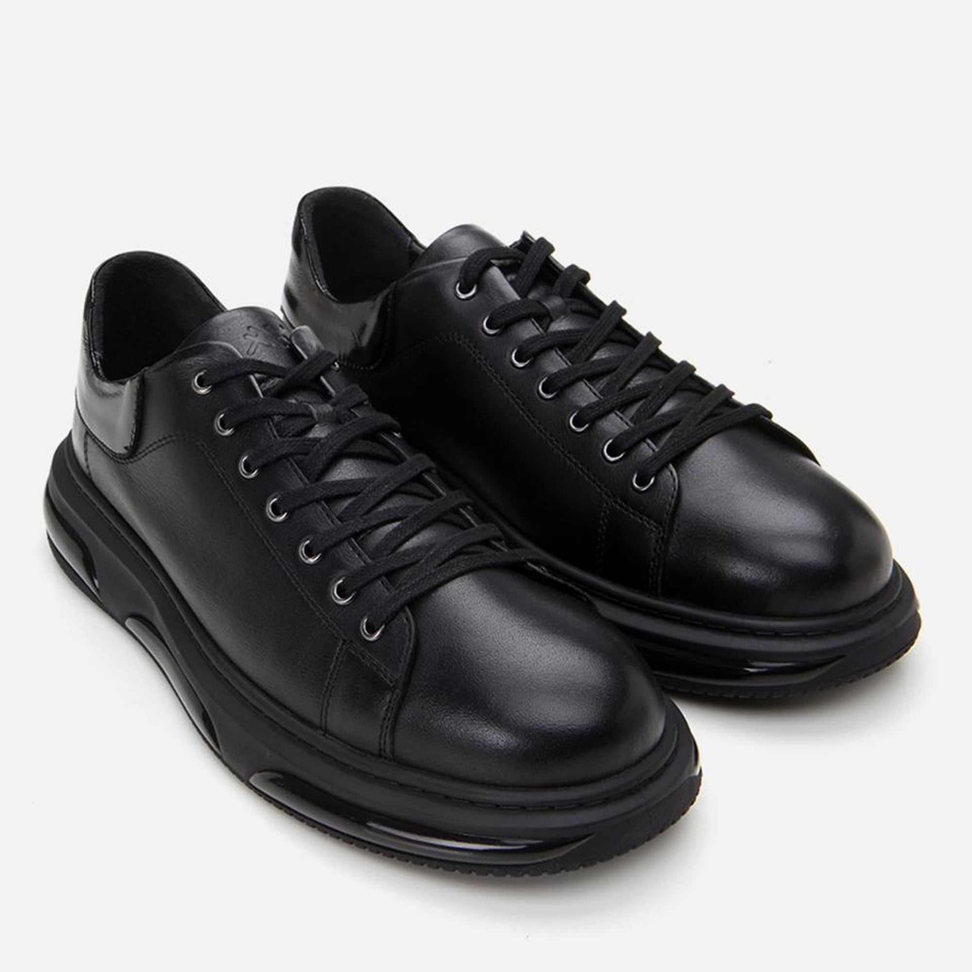 Erkek Deri Siyah Hafif Tabanlı Spor Ayakkabı