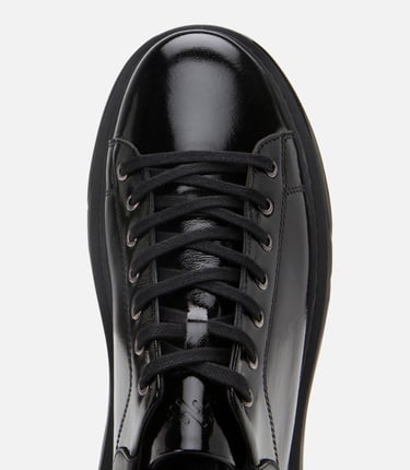  Erkek Rugan Deri Siyah Hafif Tabanlı Spor Ayakkabı