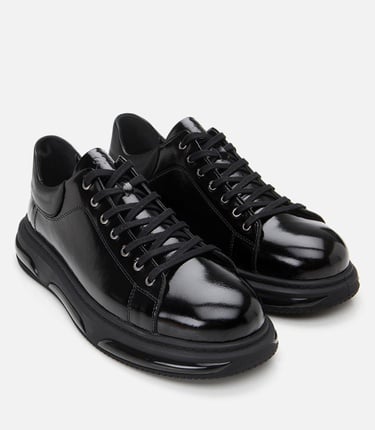  Erkek Rugan Deri Siyah Hafif Tabanlı Spor Ayakkabı