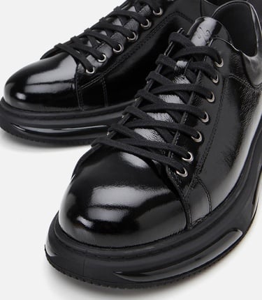  Erkek Rugan Deri Siyah Hafif Tabanlı Spor Ayakkabı