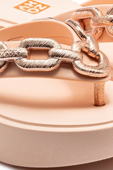  Chain Kadın Parmak Arası Terlik Koyu Bej 35/40