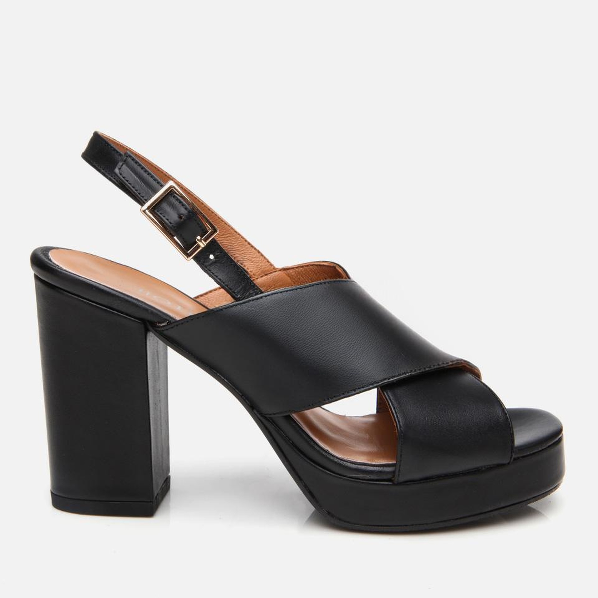 Kadın Deri Siyah Topuklu Sandalet