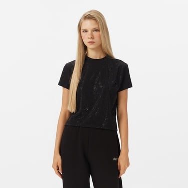  Guess Mock Slim Fit Kadın Siyah T-Shirt