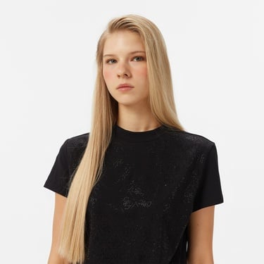  Guess Mock Slim Fit Kadın Siyah T-Shirt