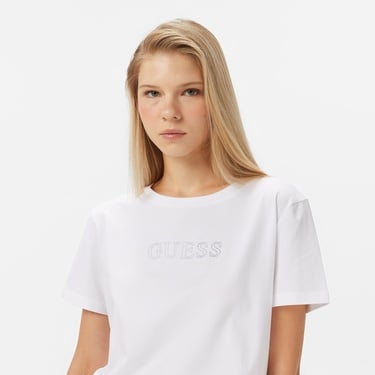  Guess Briana Regular Fit Kadın Beyaz T-Shirt