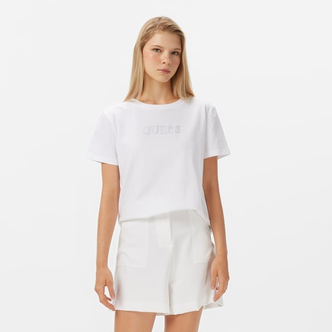  Guess Briana Regular Fit Kadın Beyaz T-Shirt