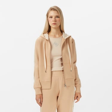  Guess New Hooded Scuba Kadın Krem Sweatshirt