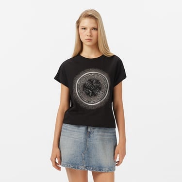  Guess Shaded Slim Fit Kadın Siyah T-Shirt