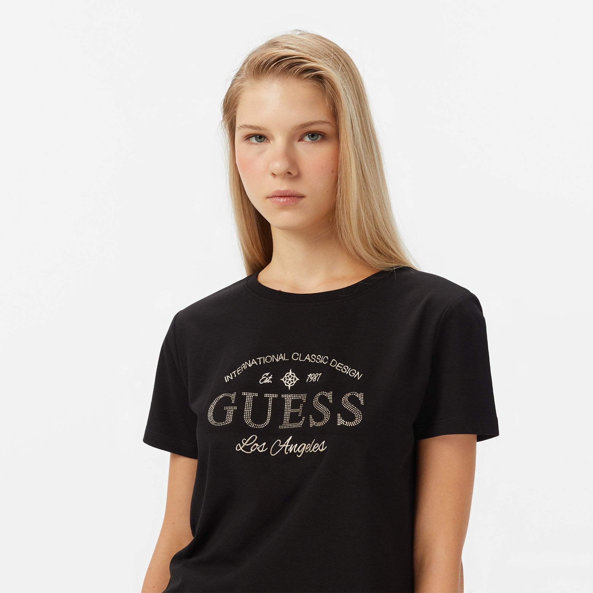 Guess Marina Slim Fit Kadın Siyah T-Shirt