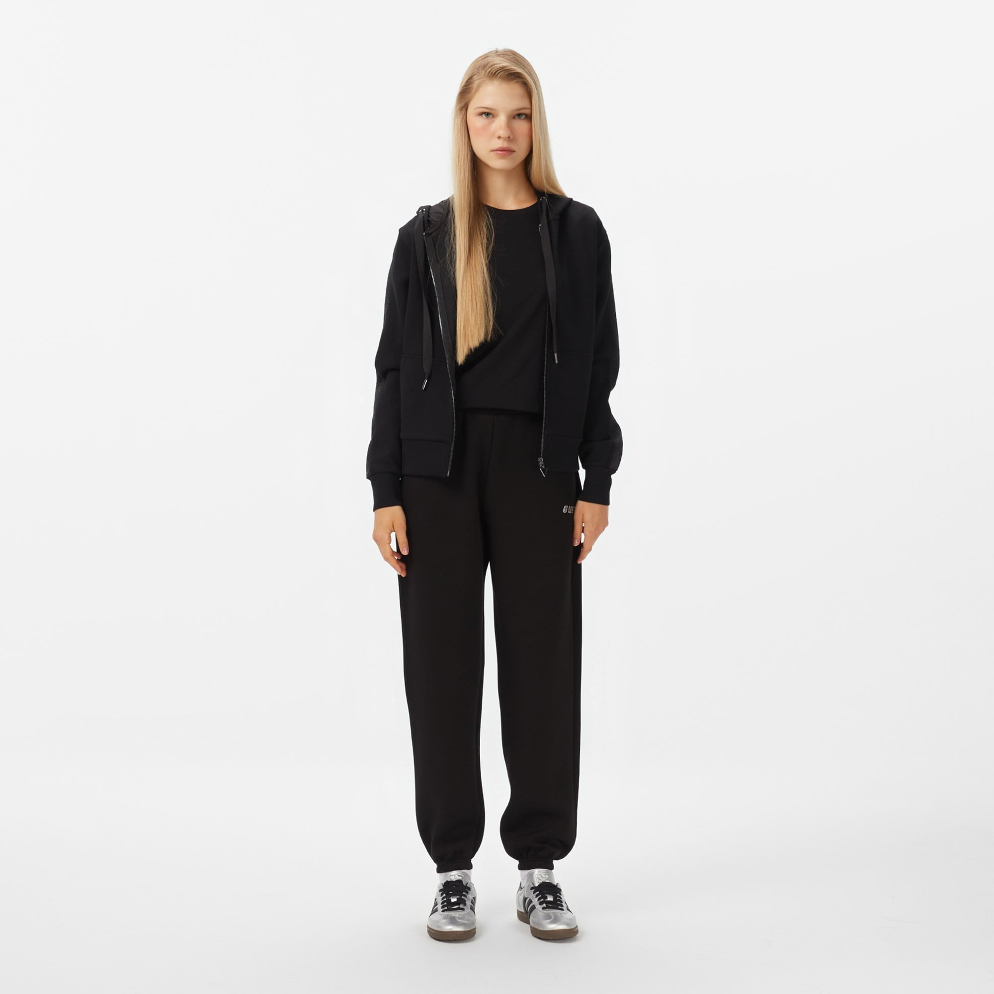 Guess New Hooded Scuba Kadın Siyah Hoodie