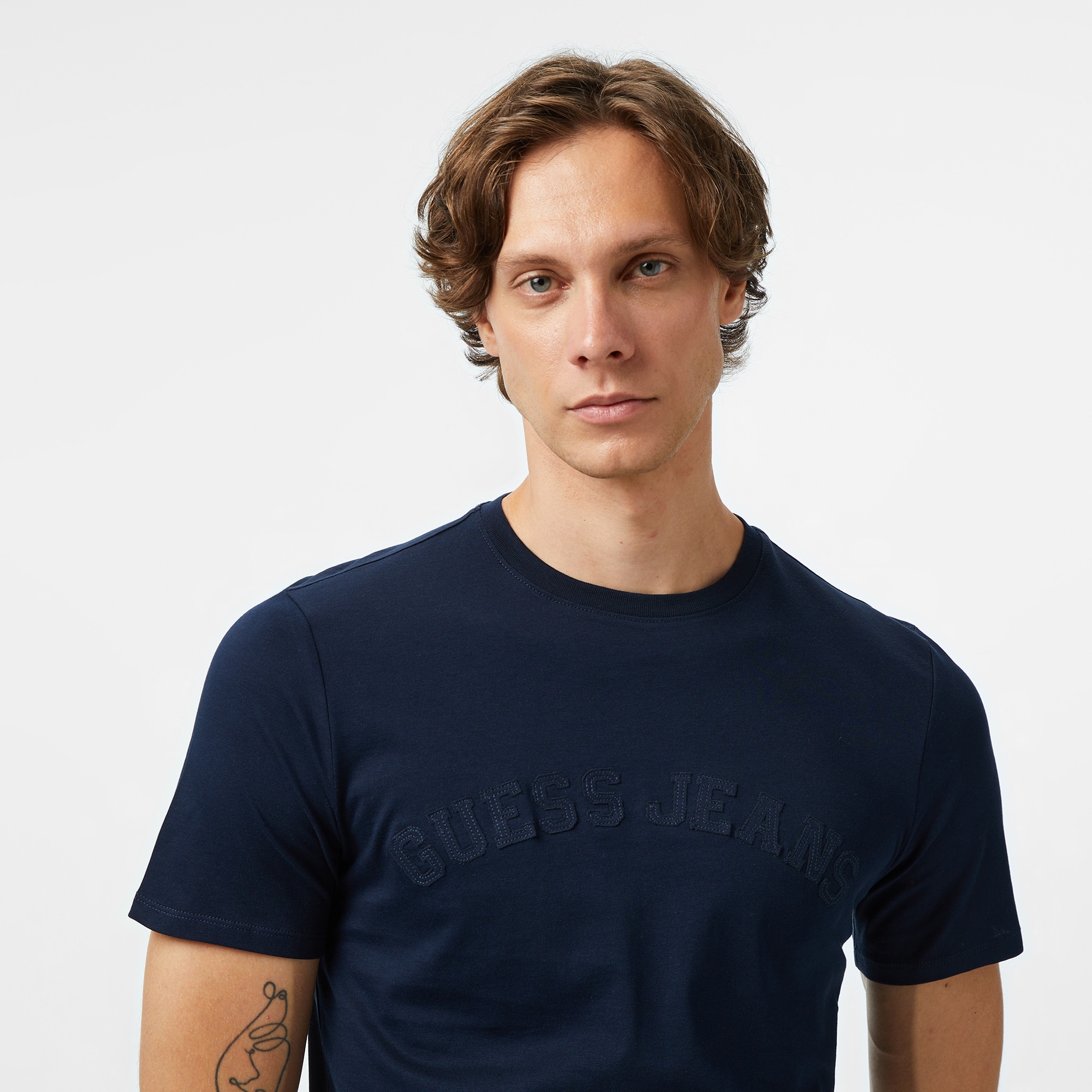 Guess Jeans Slim Fit Erkek Lacivert T-Shirt