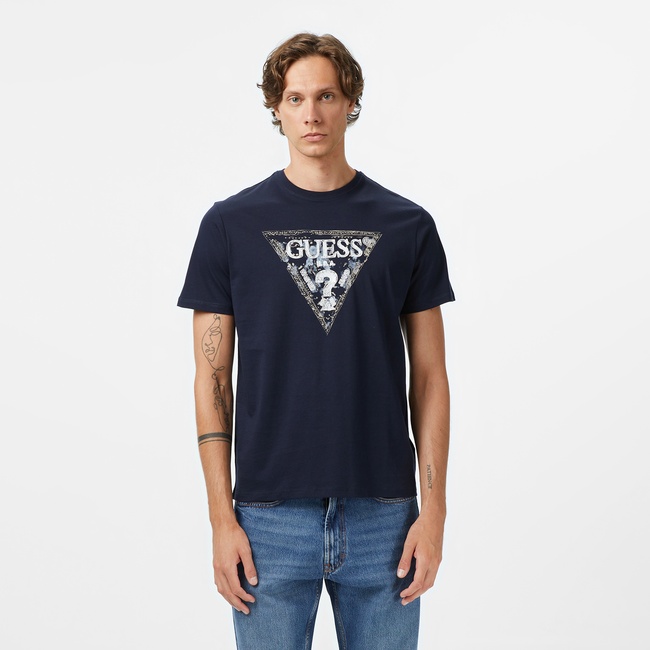  Guess Triangle Regular Fit Erkek Lacivert T-Shirt