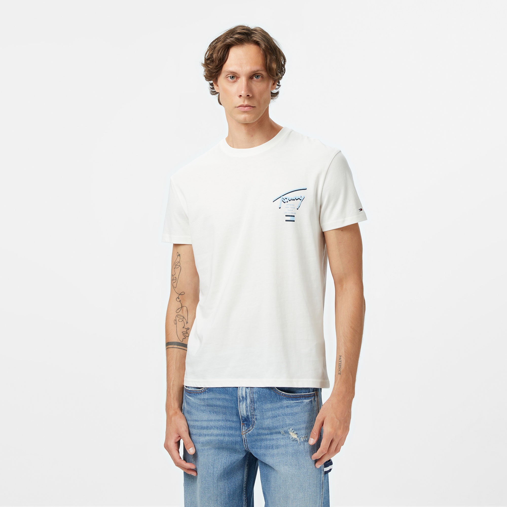 Tommy Jeans Regular Signature City Erkek Beyaz T-Shirt