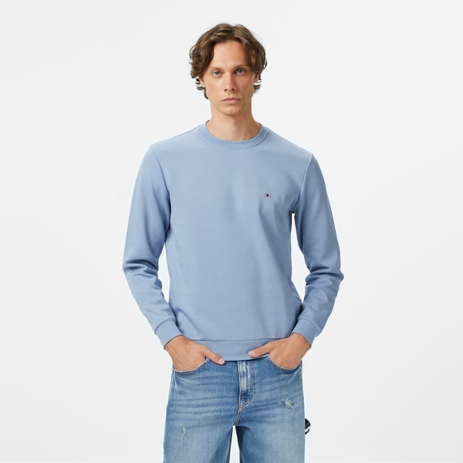  Tommy Hilfiger Essential Intechno Yuvarlak Yaka Erkek Mavi Sweatshirt