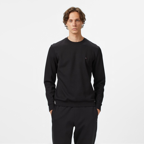  Tommy Hilfiger Essential Intechno Yuvarlak Yaka Erkek Siyah Sweatshirt
