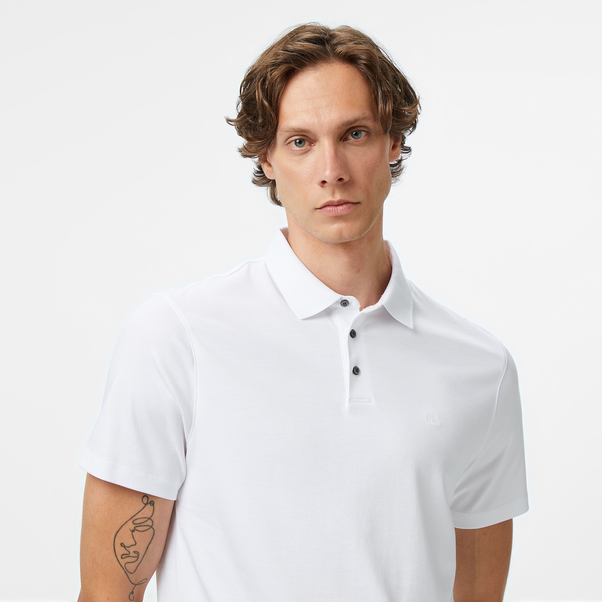 Calvin Klein Supima Erkek Beyaz Polo