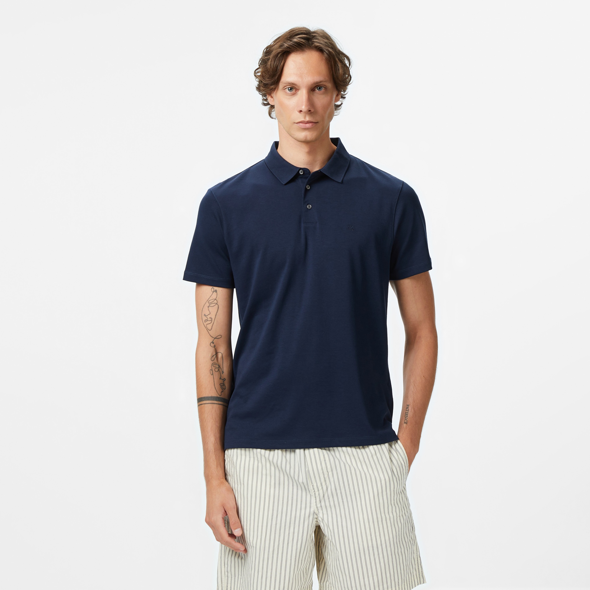 Calvin Klein Supima Erkek Lacivert Polo