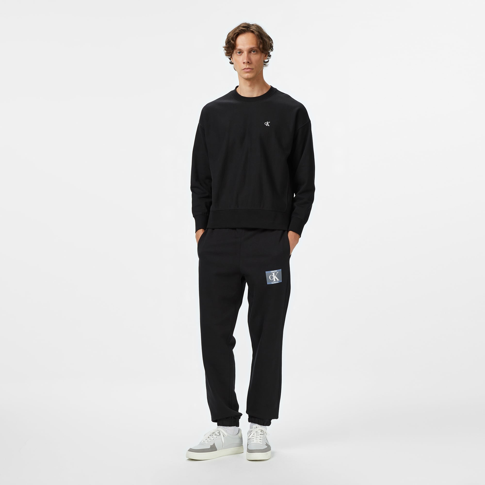 Calvin Klein Premium Terry Monogram Erkek Siyah Sweatshirt