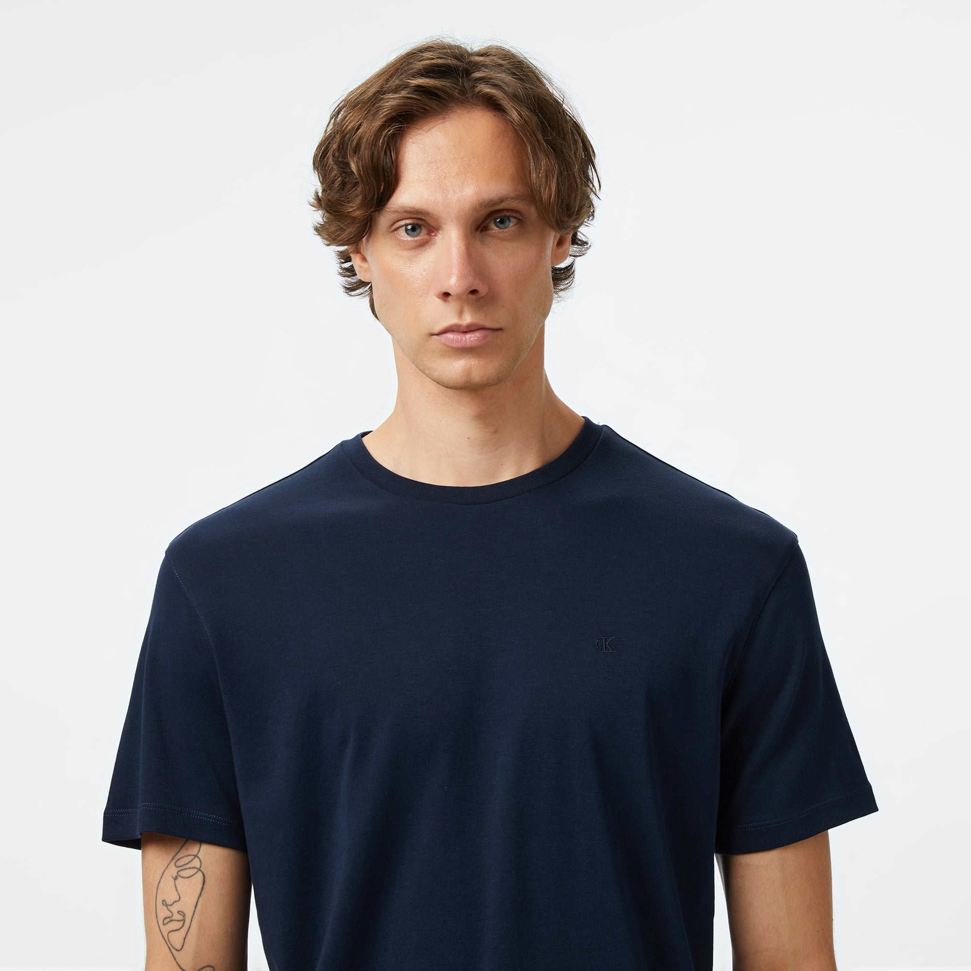 Calvin Klein Supima Chest Erkek Mavi T-Shirt