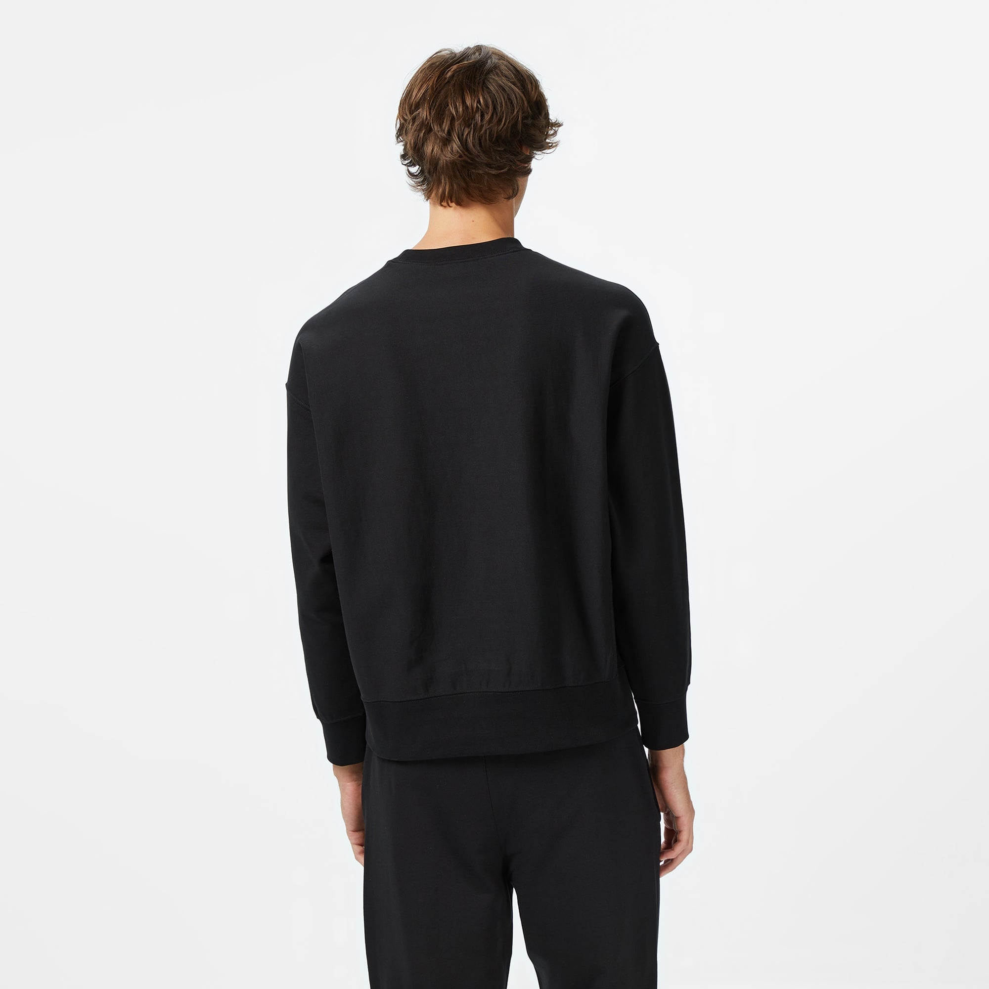 Calvin Klein Premium Terry Monogram Erkek Siyah Sweatshirt