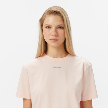  Calvin Klein Classic Logo Kadın Pembe T-Shirt