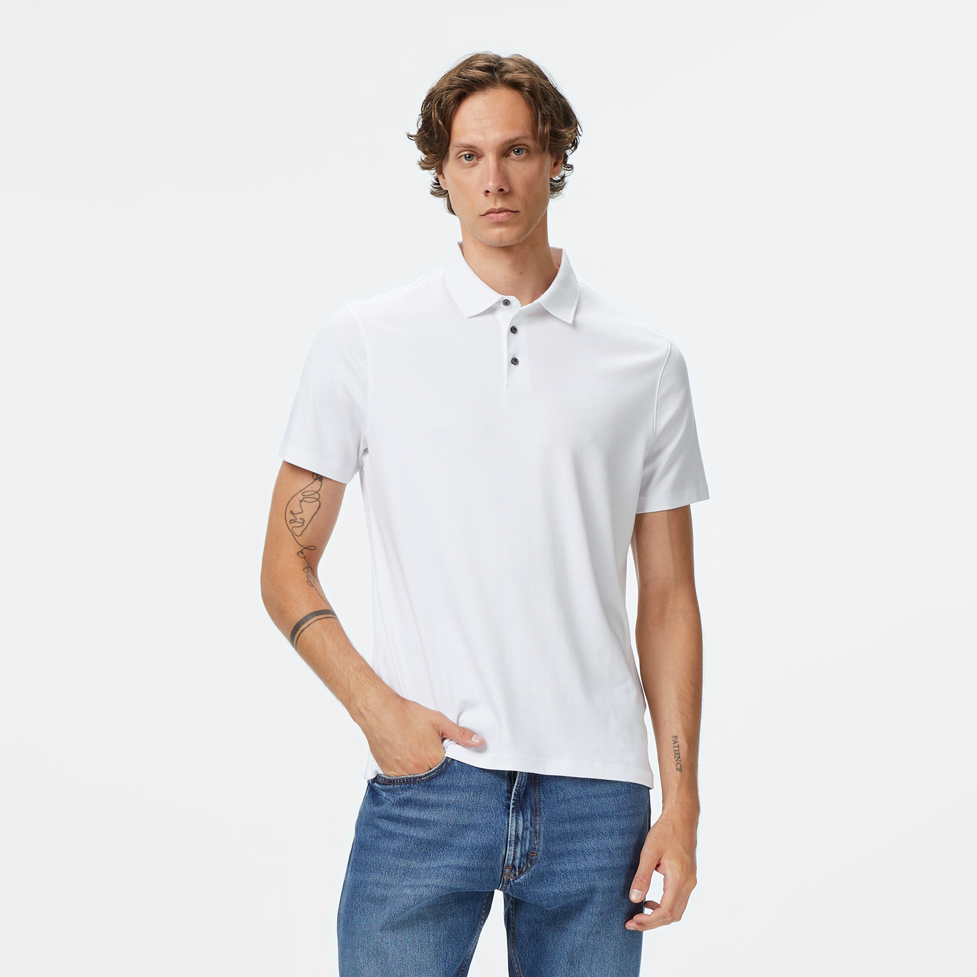 Calvin Klein Supima Erkek Beyaz Polo