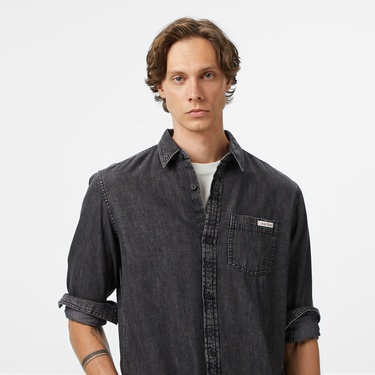 Calvin Klein Casual Classic Vail Denim Erkek Siyah Gömlek