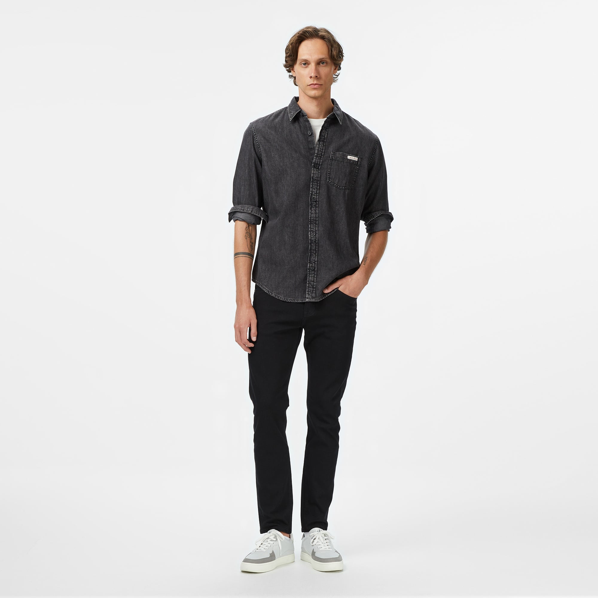 Calvin Klein Casual Classic Vail Denim Erkek Siyah Gömlek