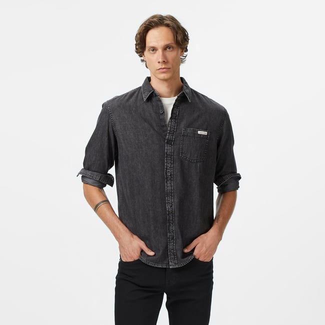  Calvin Klein Casual Classic Vail Denim Erkek Siyah Gömlek